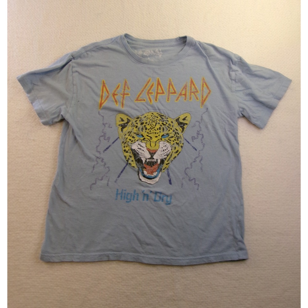 Def Leppard High 'n' Dry Blue Shirt Youth Large L‎ 18" Pit to Pit Rock Band Tee